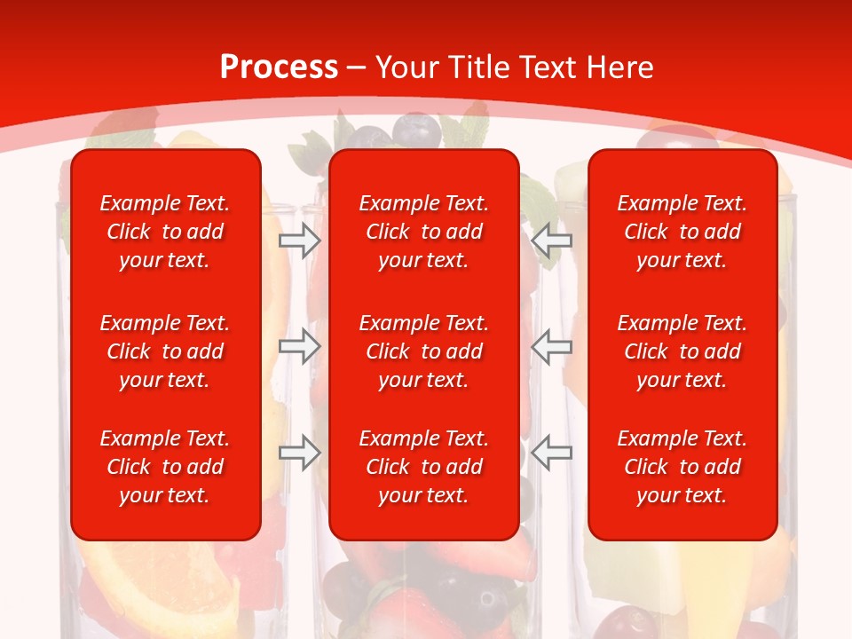 Three Glasses Filled With Different Types Of Fruit PowerPoint Template