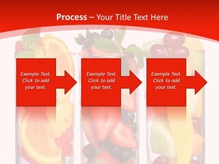 Three Glasses Filled With Different Types Of Fruit PowerPoint Template