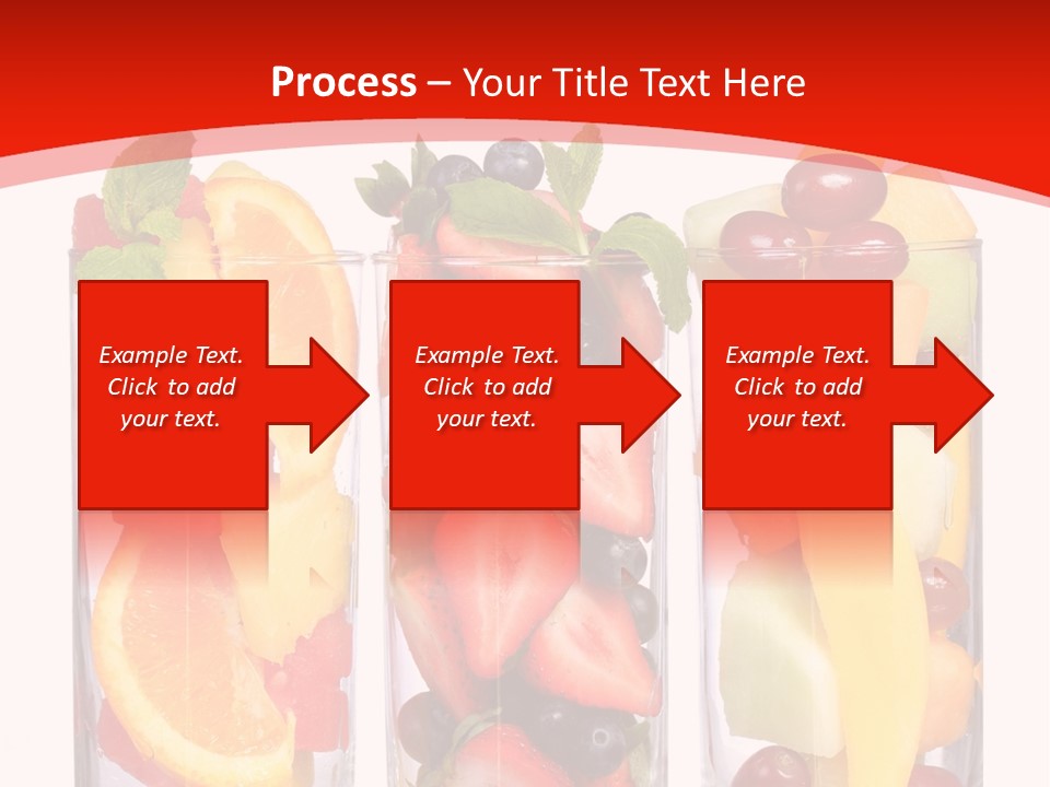 Three Glasses Filled With Different Types Of Fruit PowerPoint Template