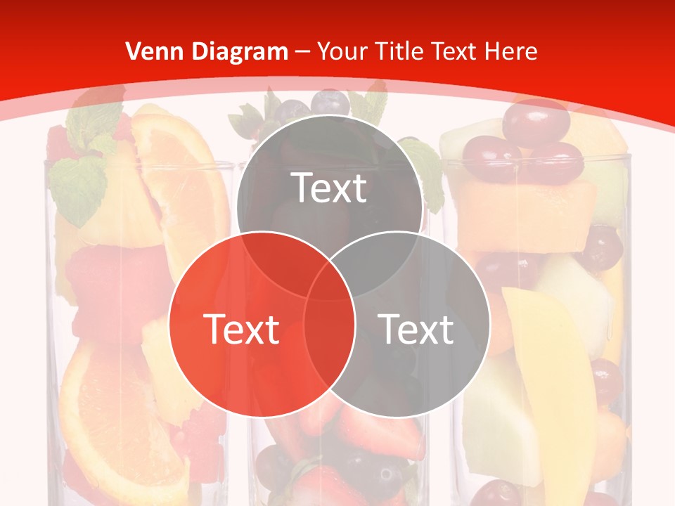 Three Glasses Filled With Different Types Of Fruit PowerPoint Template