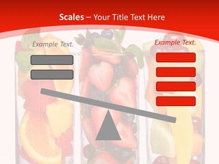 Three Glasses Filled With Different Types Of Fruit PowerPoint Template