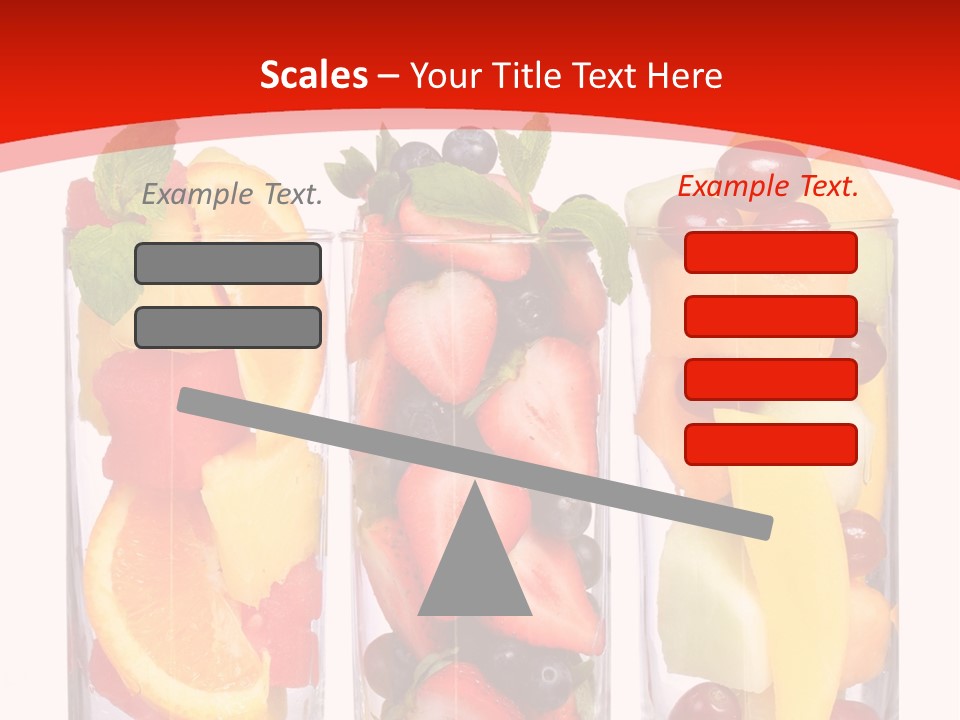 Three Glasses Filled With Different Types Of Fruit PowerPoint Template