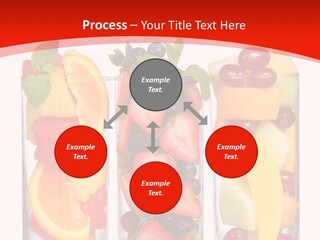 Three Glasses Filled With Different Types Of Fruit PowerPoint Template