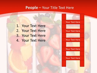 Three Glasses Filled With Different Types Of Fruit PowerPoint Template