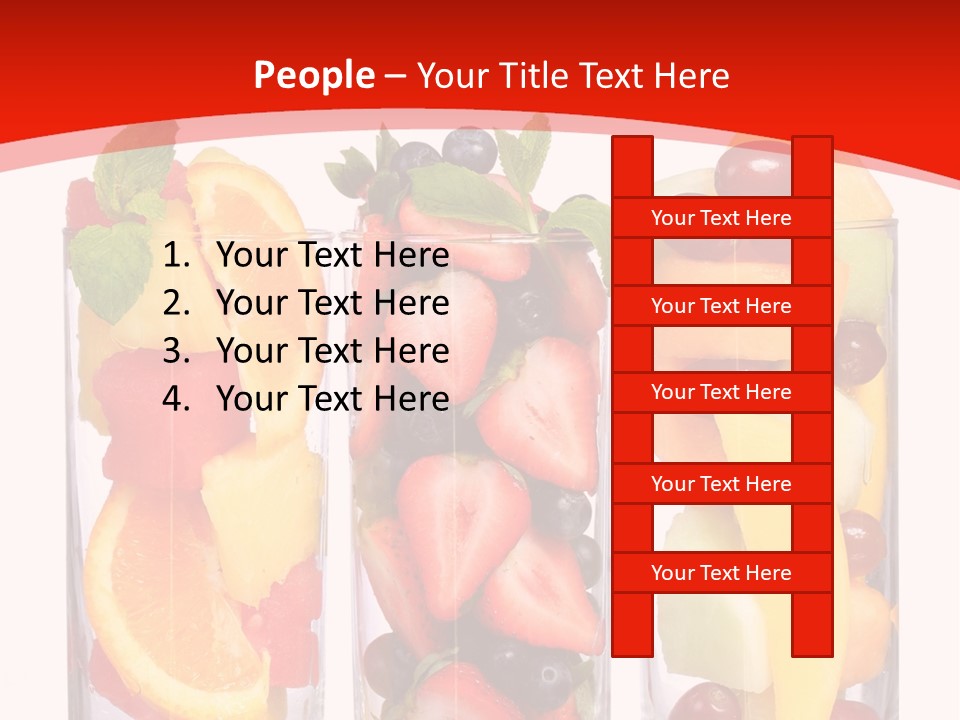 Three Glasses Filled With Different Types Of Fruit PowerPoint Template