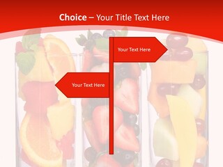 Three Glasses Filled With Different Types Of Fruit PowerPoint Template