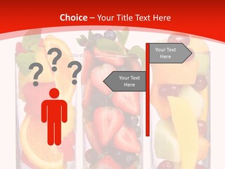 Three Glasses Filled With Different Types Of Fruit PowerPoint Template