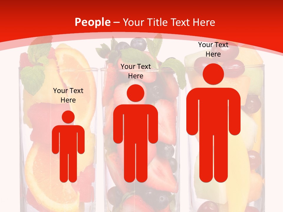 Three Glasses Filled With Different Types Of Fruit PowerPoint Template