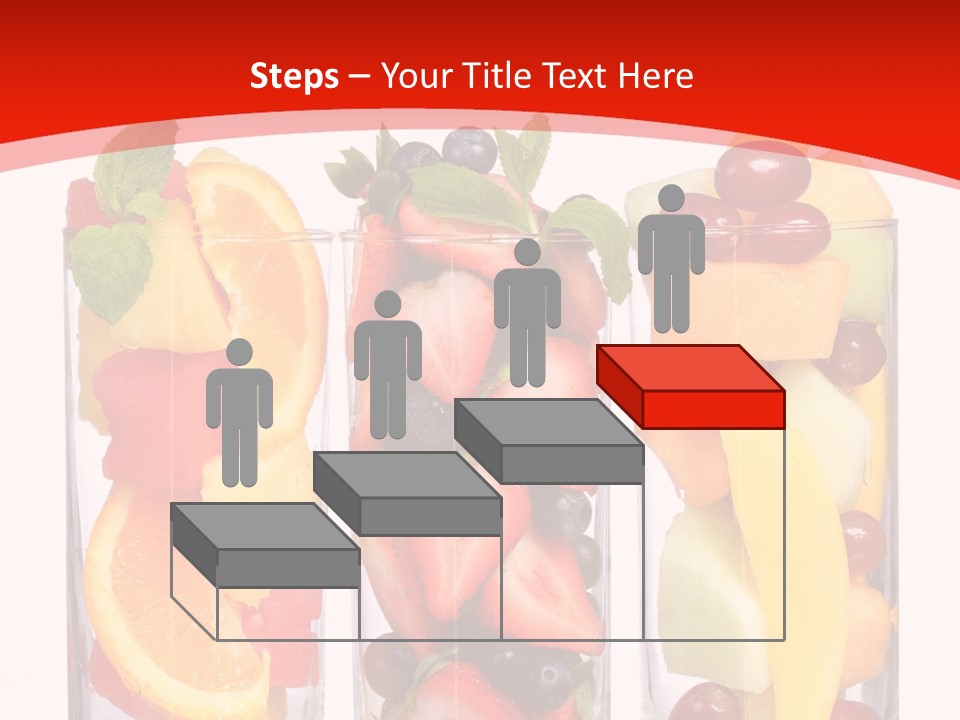 Three Glasses Filled With Different Types Of Fruit PowerPoint Template