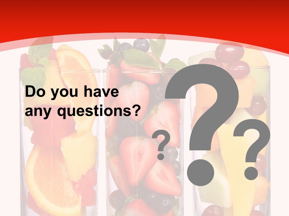 Three Glasses Filled With Different Types Of Fruit PowerPoint Template