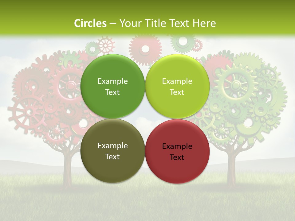 A Green And Red Tree With Gears On It PowerPoint Template
