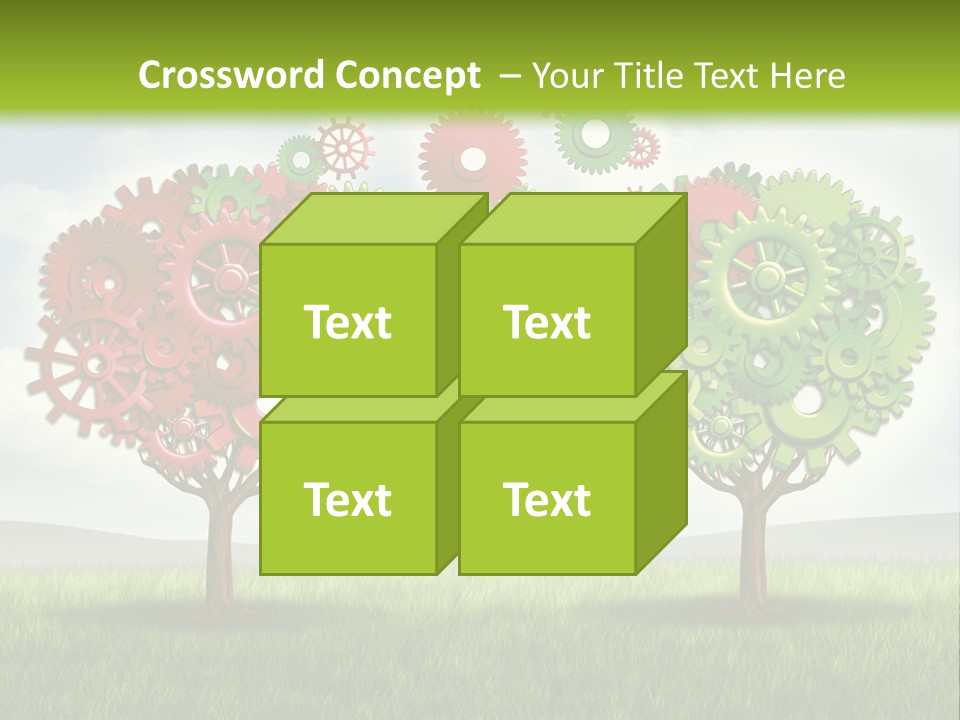 A Green And Red Tree With Gears On It PowerPoint Template
