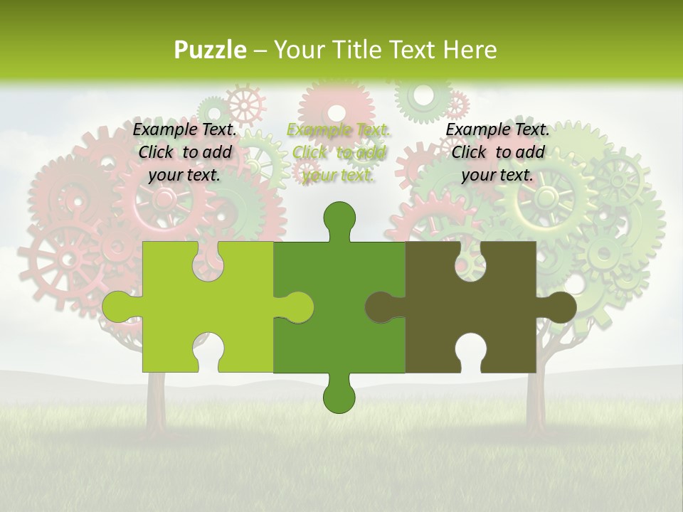 A Green And Red Tree With Gears On It PowerPoint Template