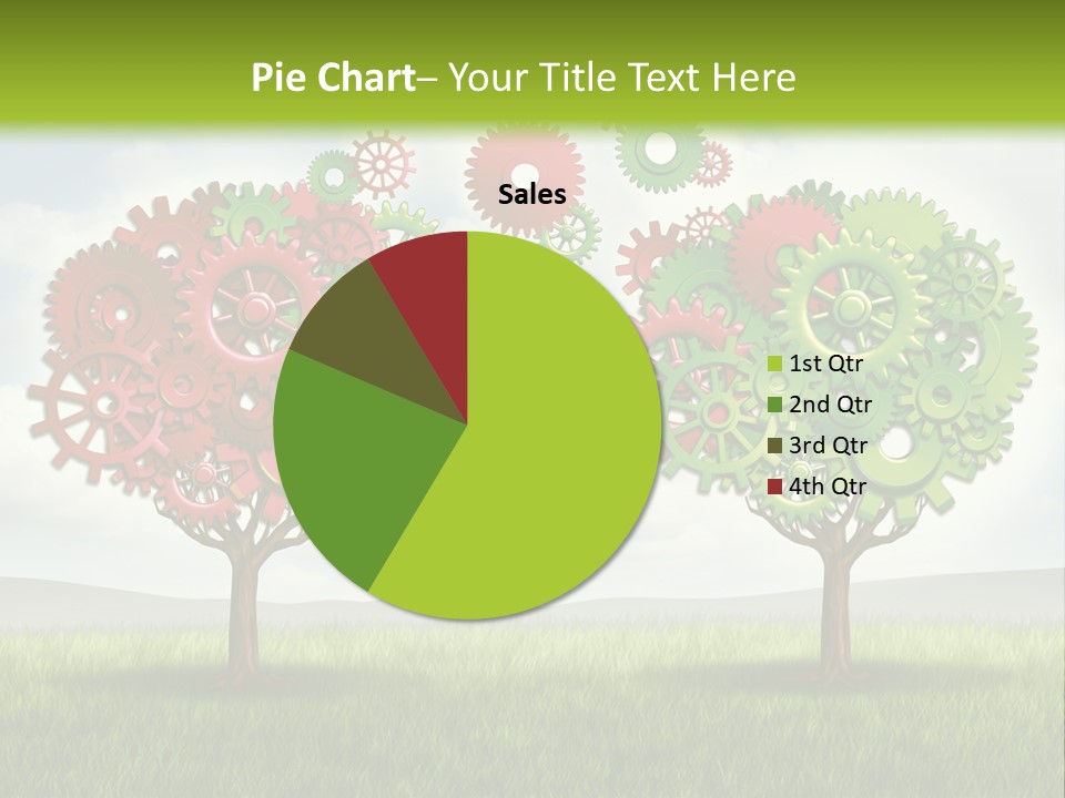 A Green And Red Tree With Gears On It PowerPoint Template