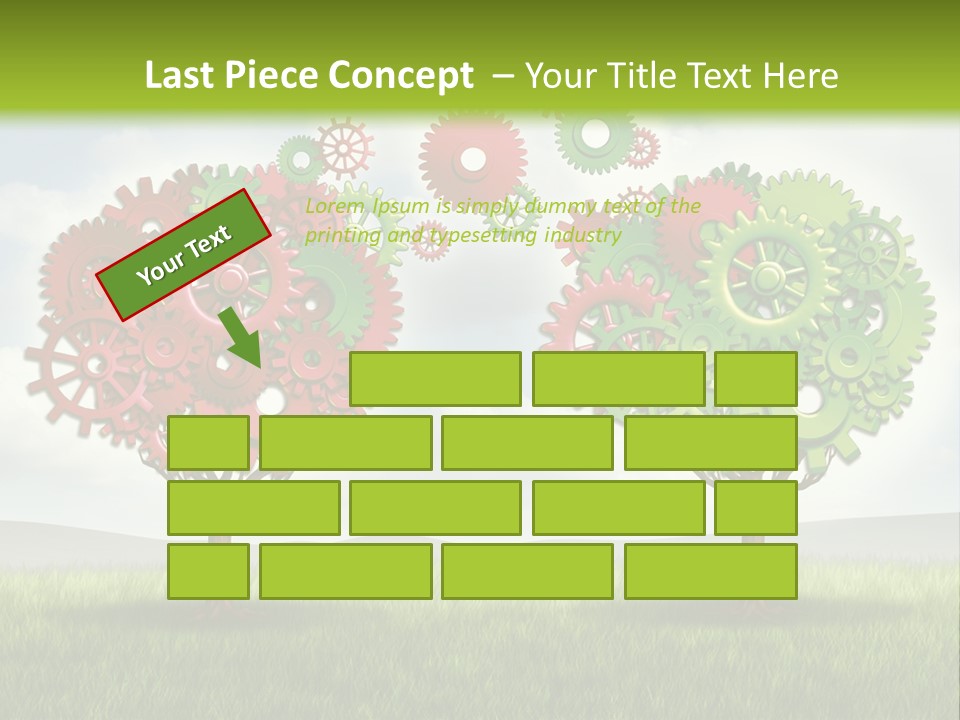 A Green And Red Tree With Gears On It PowerPoint Template
