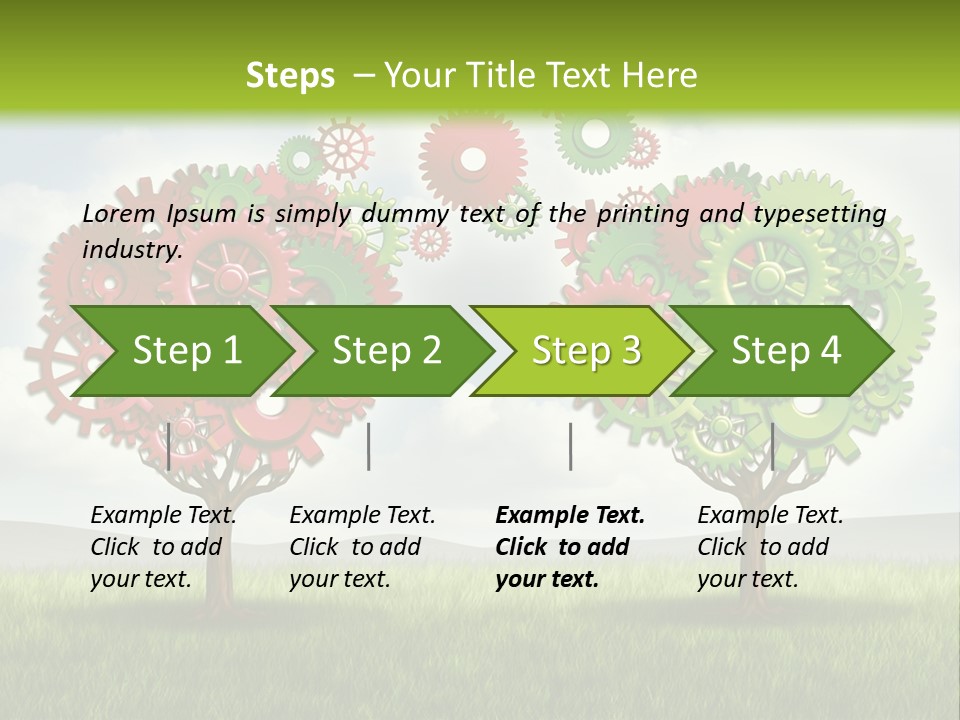 A Green And Red Tree With Gears On It PowerPoint Template