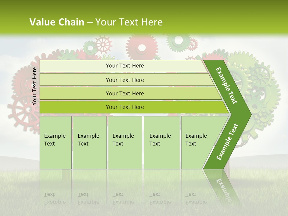A Green And Red Tree With Gears On It PowerPoint Template