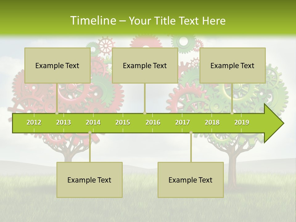 A Green And Red Tree With Gears On It PowerPoint Template