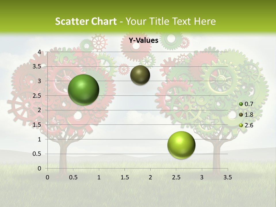 A Green And Red Tree With Gears On It PowerPoint Template
