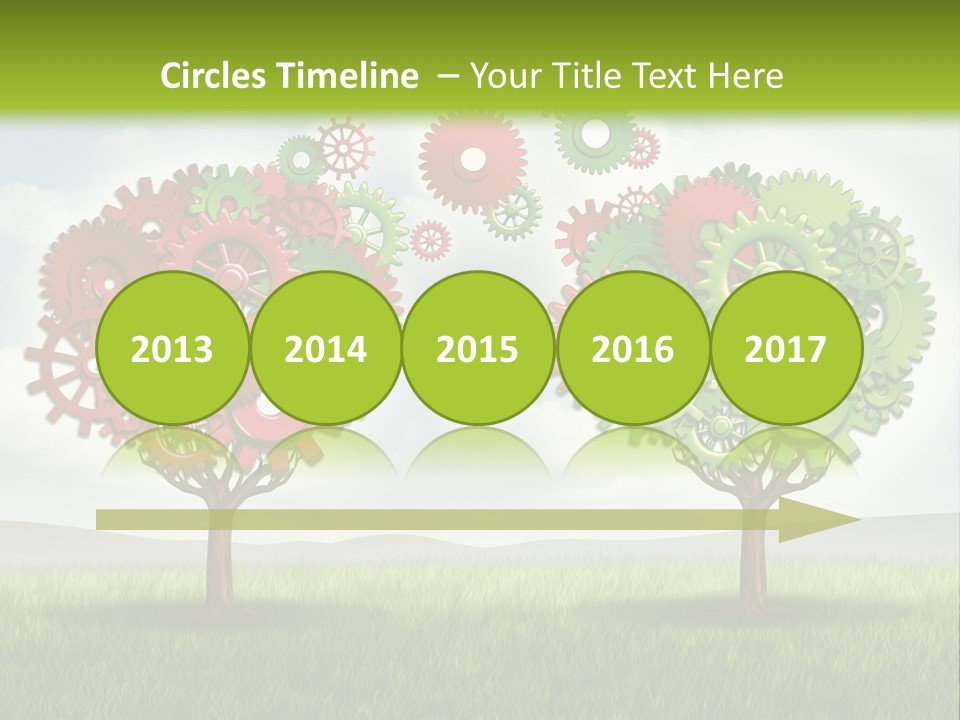 A Green And Red Tree With Gears On It PowerPoint Template