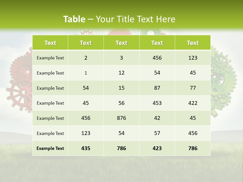A Green And Red Tree With Gears On It PowerPoint Template