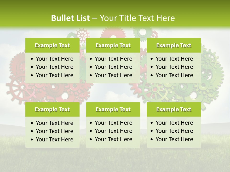 A Green And Red Tree With Gears On It PowerPoint Template