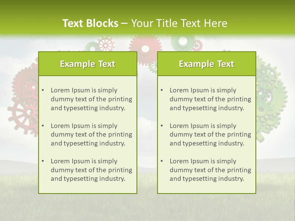 A Green And Red Tree With Gears On It PowerPoint Template
