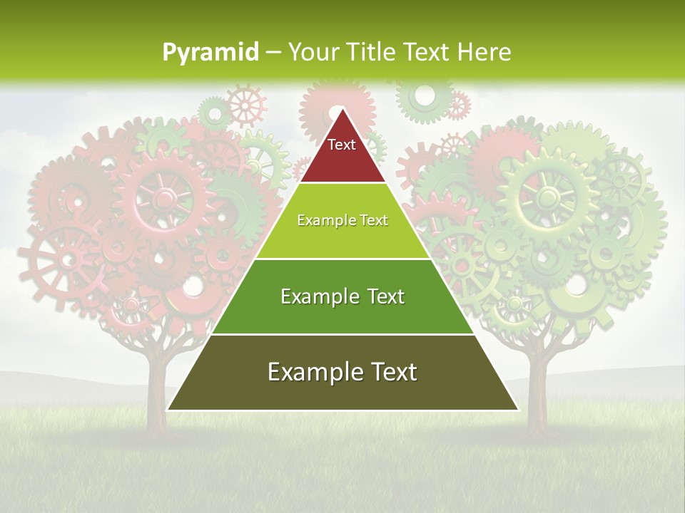 A Green And Red Tree With Gears On It PowerPoint Template