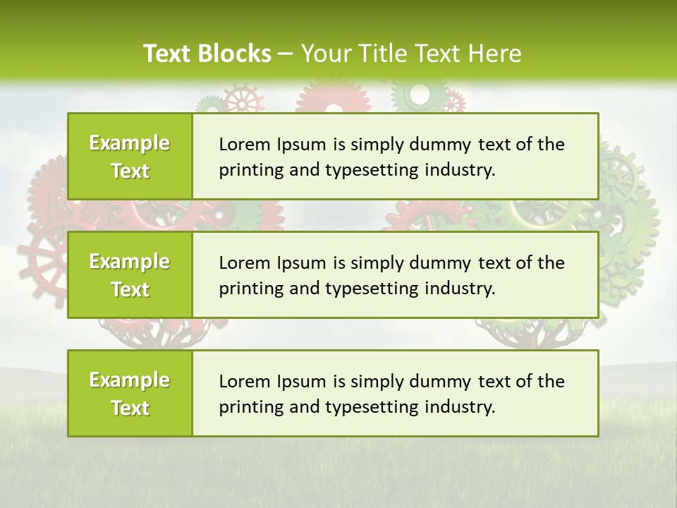 A Green And Red Tree With Gears On It PowerPoint Template