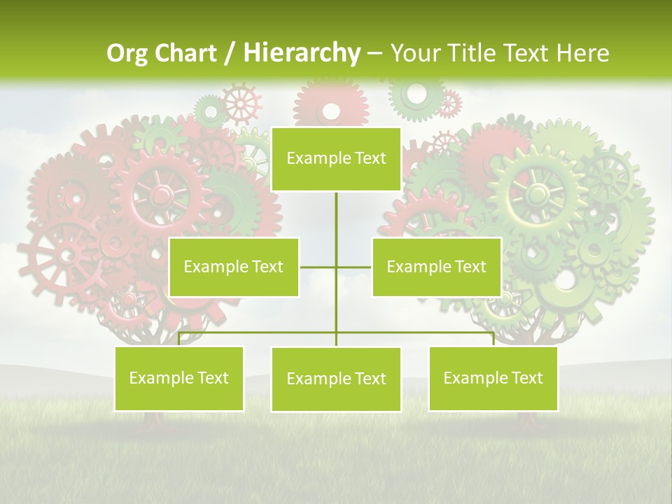 A Green And Red Tree With Gears On It PowerPoint Template