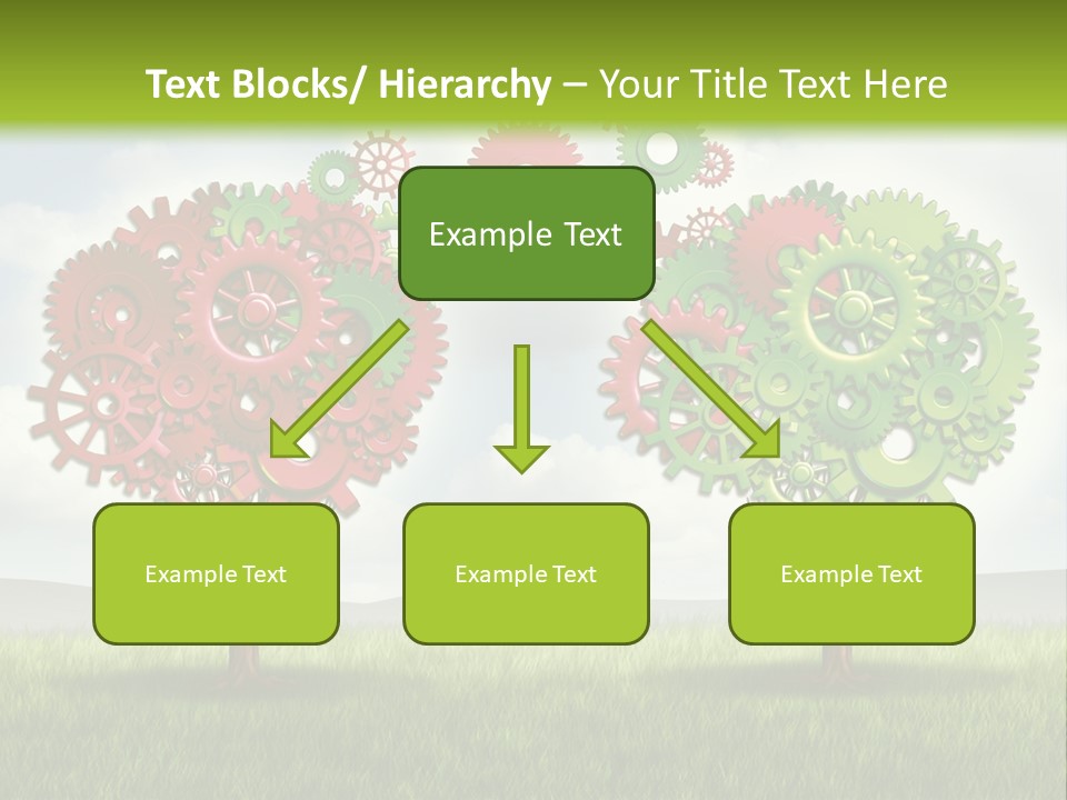 A Green And Red Tree With Gears On It PowerPoint Template
