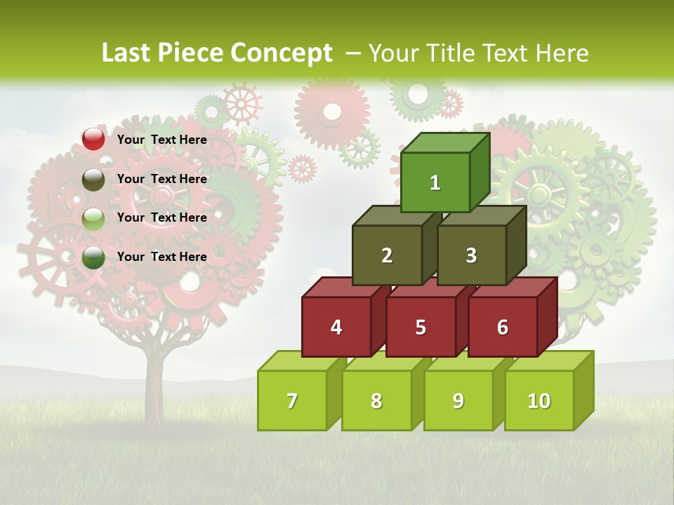 A Green And Red Tree With Gears On It PowerPoint Template