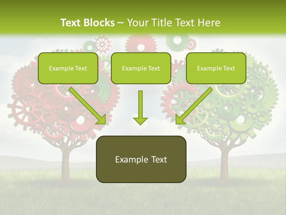 A Green And Red Tree With Gears On It PowerPoint Template
