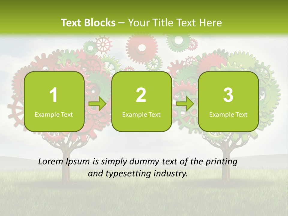 A Green And Red Tree With Gears On It PowerPoint Template