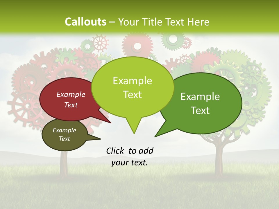 A Green And Red Tree With Gears On It PowerPoint Template
