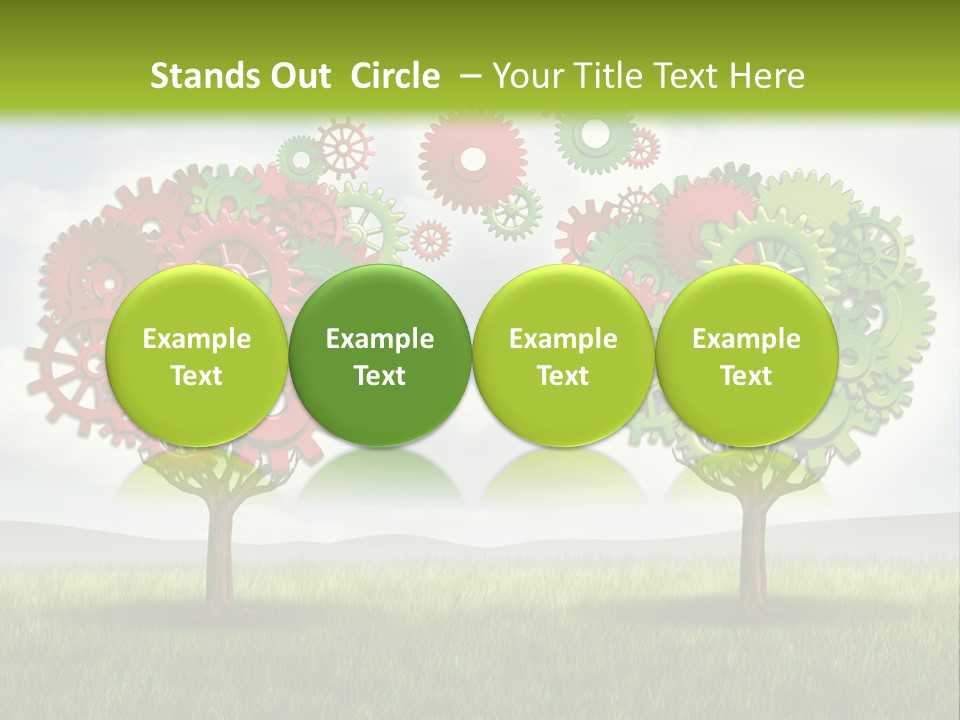 A Green And Red Tree With Gears On It PowerPoint Template