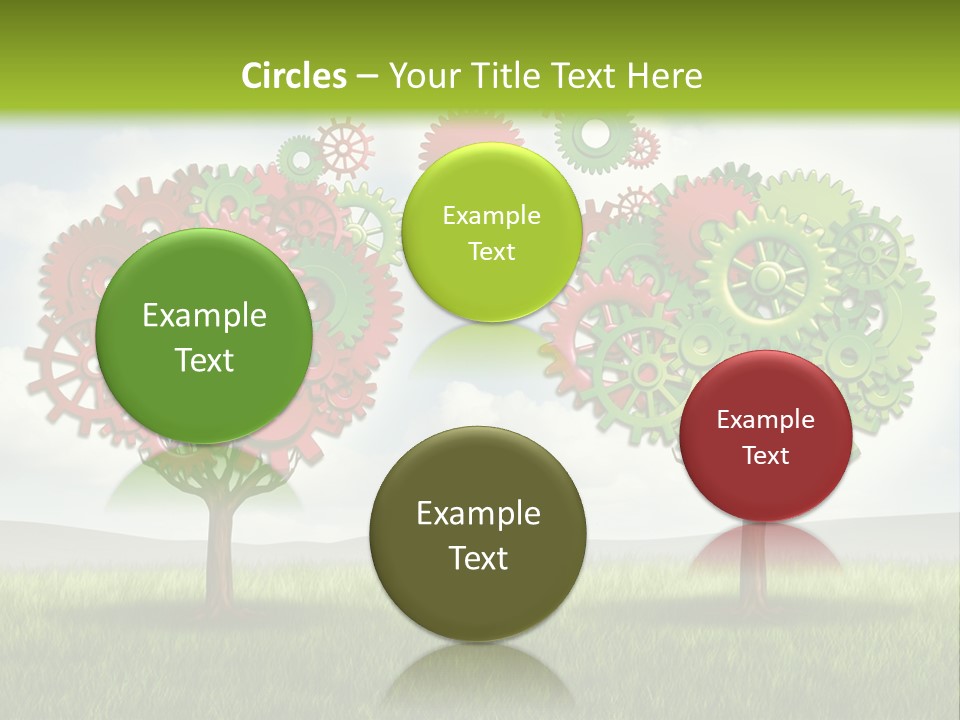A Green And Red Tree With Gears On It PowerPoint Template