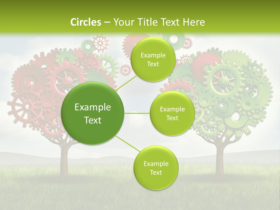 A Green And Red Tree With Gears On It PowerPoint Template