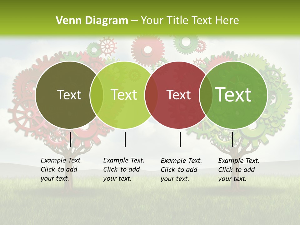 A Green And Red Tree With Gears On It PowerPoint Template