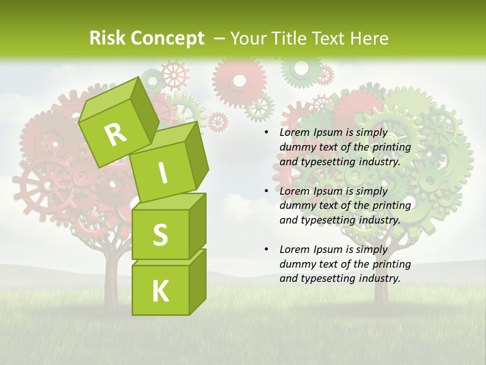 A Green And Red Tree With Gears On It PowerPoint Template