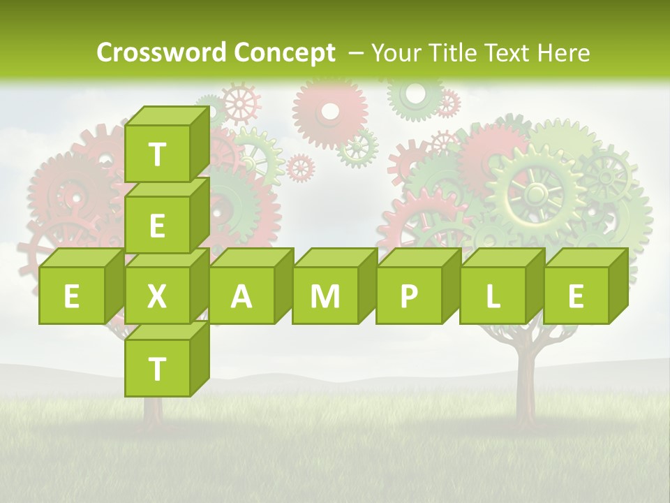 A Green And Red Tree With Gears On It PowerPoint Template