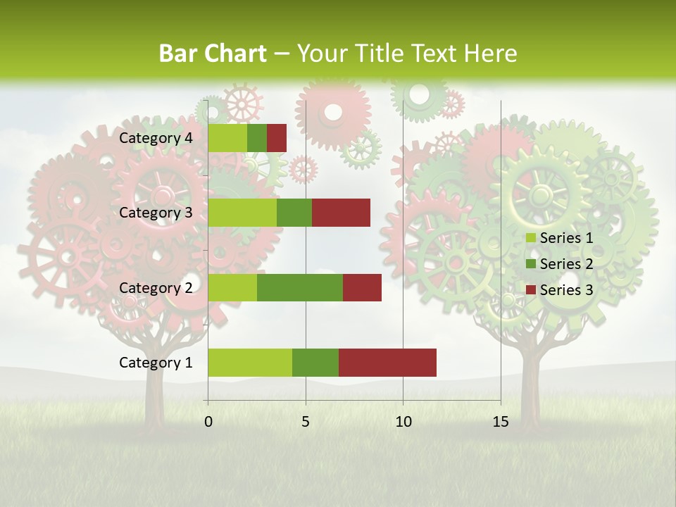A Green And Red Tree With Gears On It PowerPoint Template