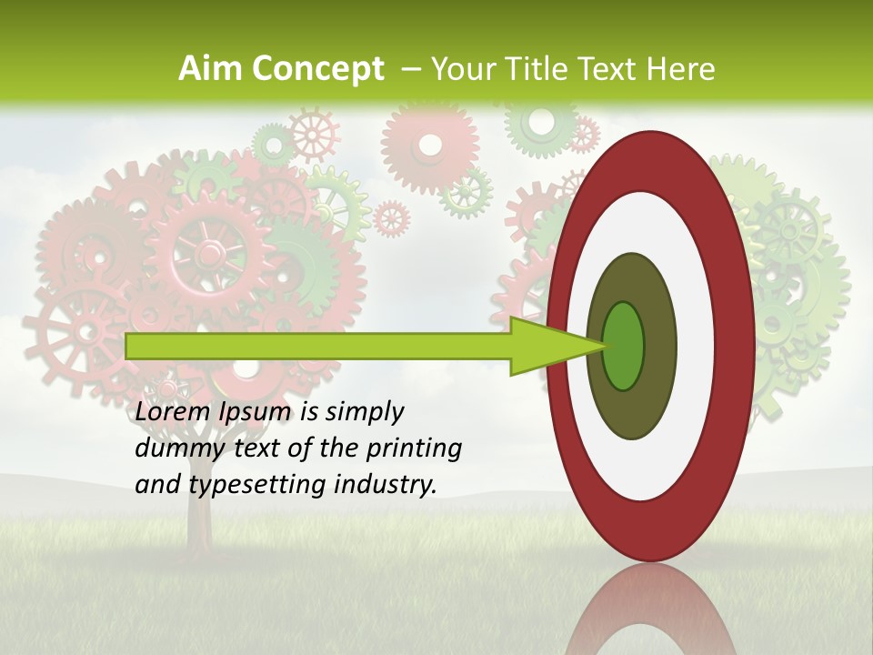 A Green And Red Tree With Gears On It PowerPoint Template