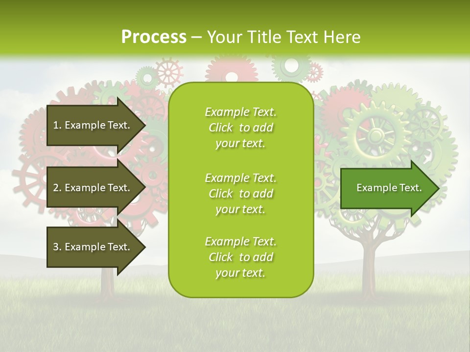 A Green And Red Tree With Gears On It PowerPoint Template