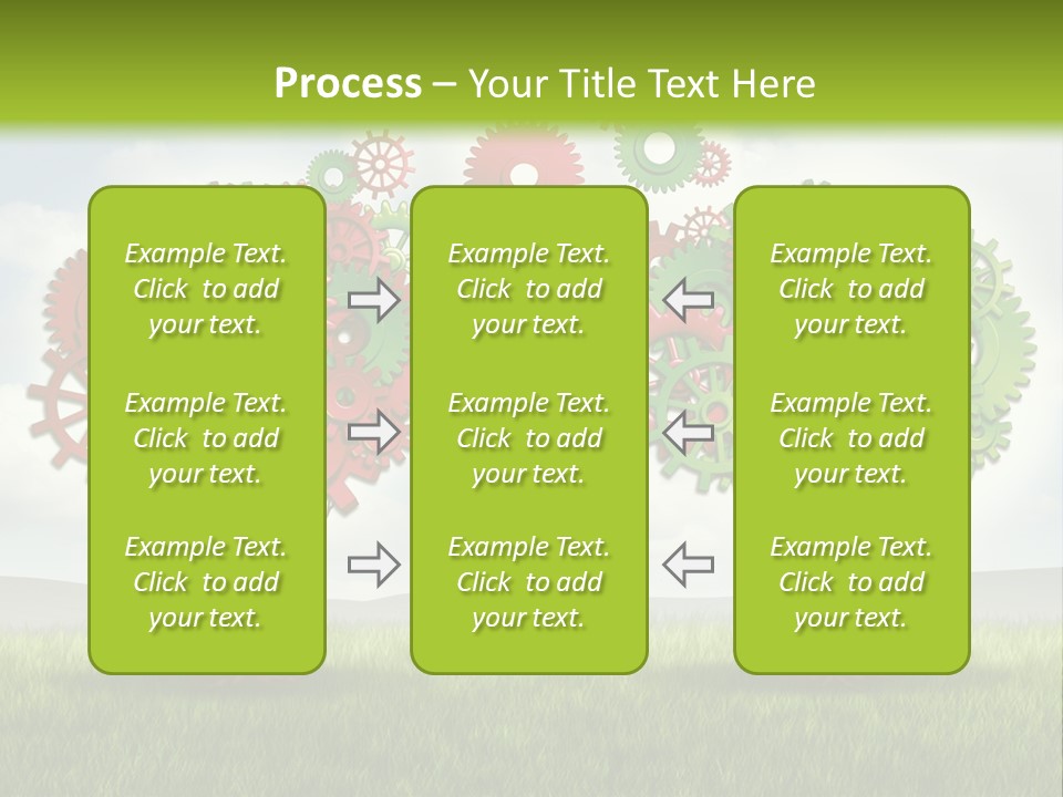 A Green And Red Tree With Gears On It PowerPoint Template