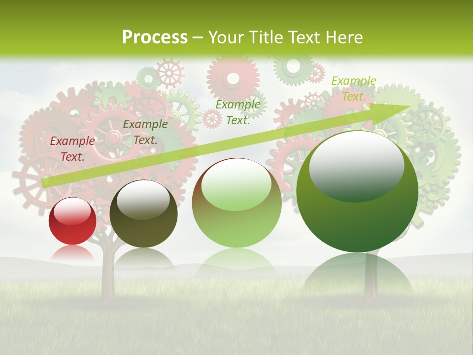 A Green And Red Tree With Gears On It PowerPoint Template