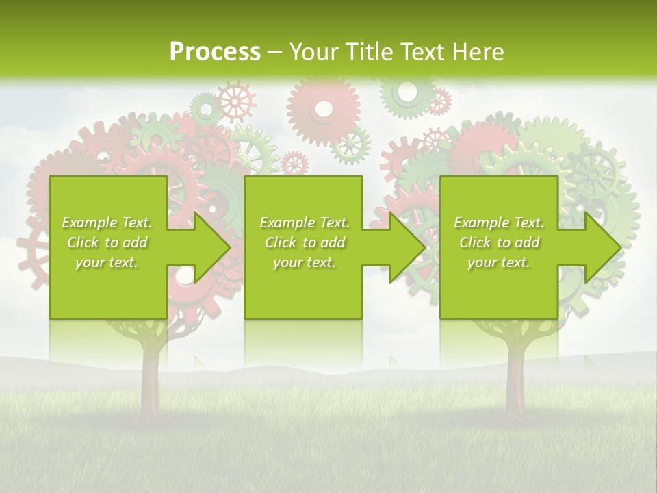 A Green And Red Tree With Gears On It PowerPoint Template