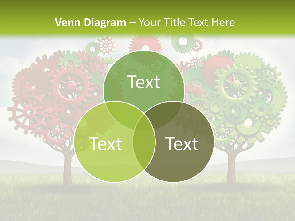 A Green And Red Tree With Gears On It PowerPoint Template