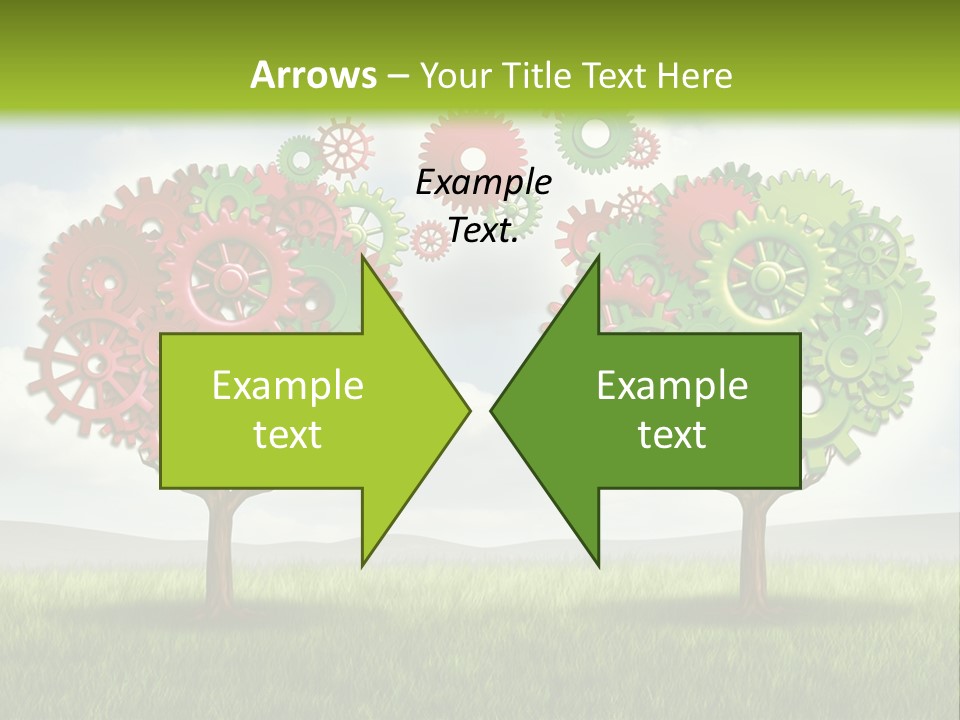 A Green And Red Tree With Gears On It PowerPoint Template