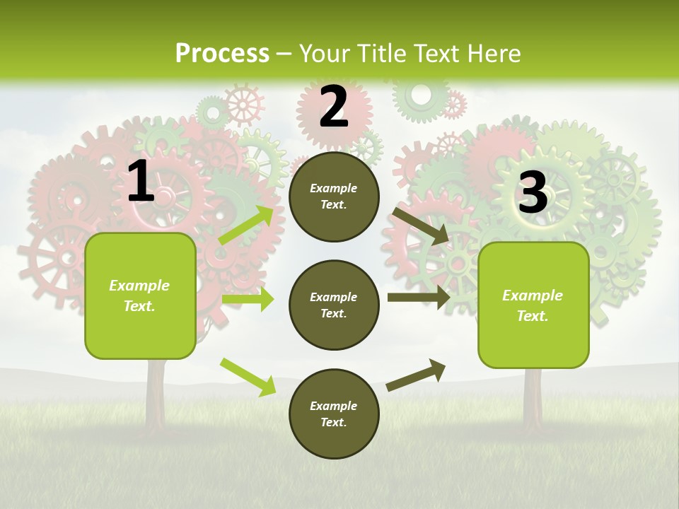 A Green And Red Tree With Gears On It PowerPoint Template
